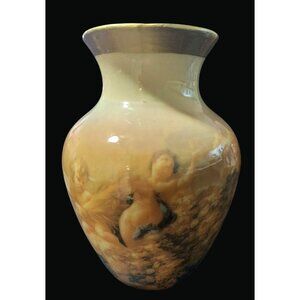 Set of Two Porcelain Angel Vases With Gold Rim & Cherub Designs NWB SO2 B